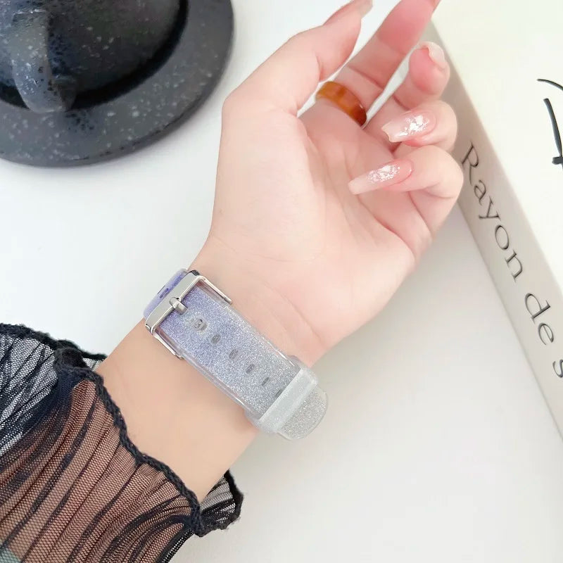 20mm/22mm strap For Samsung Galaxy watch 7-5-pro-6-4-classic 40mm 44mm Bling Transparent bracelet Huawei GT 4/3/2/2e/pro band