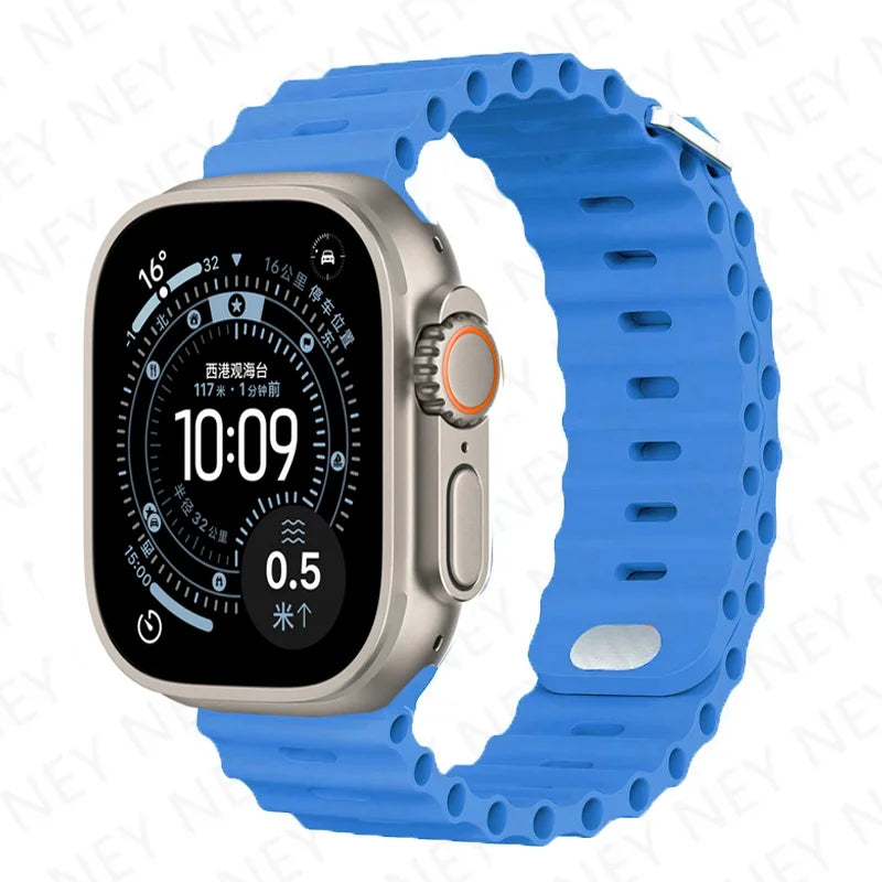 Silicone Ocean band for Apple Watch band Series Ultra 9 8 7 6 5 11 10 SE Apple Watch band 42mm 44mm 45mm 49mm 40mm 41mm 46mm band