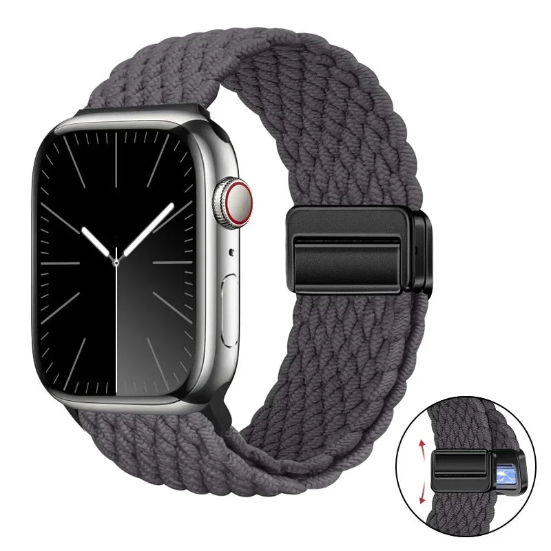 Magnetic Braided band For Apple Watch band 46mm 42mm 45mm 41mm 44mm 40mm Ultra 2 49mm Nylon band Apple Watch 10 9 8 7 6 5 4 SE