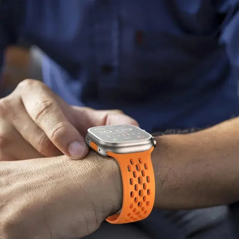 Sport Silicone band for Apple Watch Ultra 2 1 10 42mm 46mm 49mm Soft Breathable band Wristband Apple Watch Series 9 8 7 6 5 4 SE Band