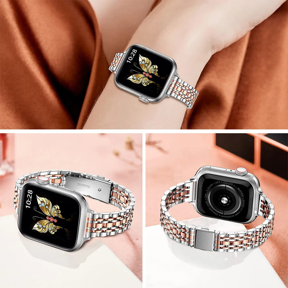 For Apple Watch 10 11 46mm band metal Wristband Lady band For Apple Watch 9 8 7 Ultra 49mm 44mm 45mm band Women Business Watchband