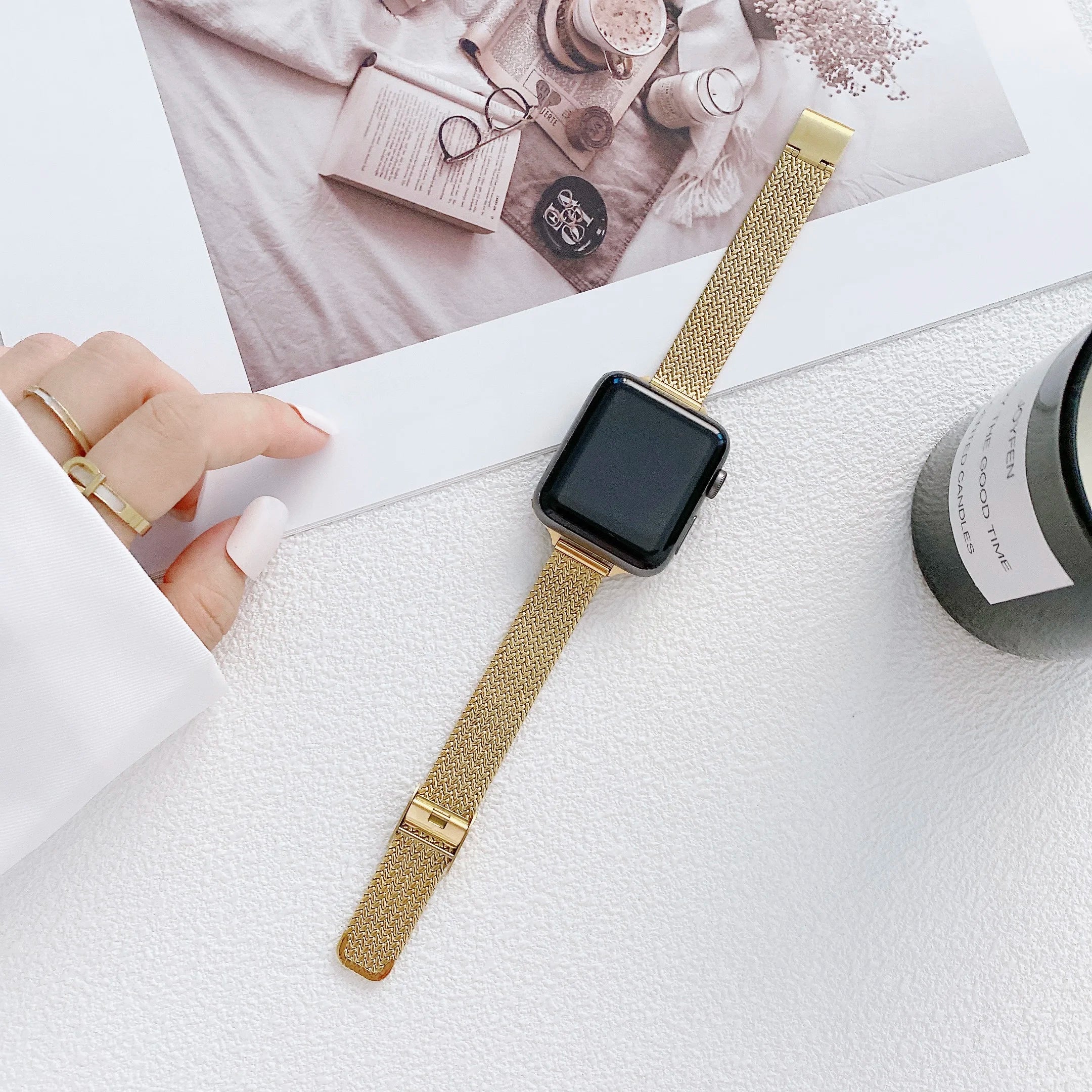 Slim band metal band for Apple Watch 10 9 8 7 6 SE 5 4 44mm 45mm 49mm Ultra Stainless Steel Milanese band for Apple Watch 42mm 46mm