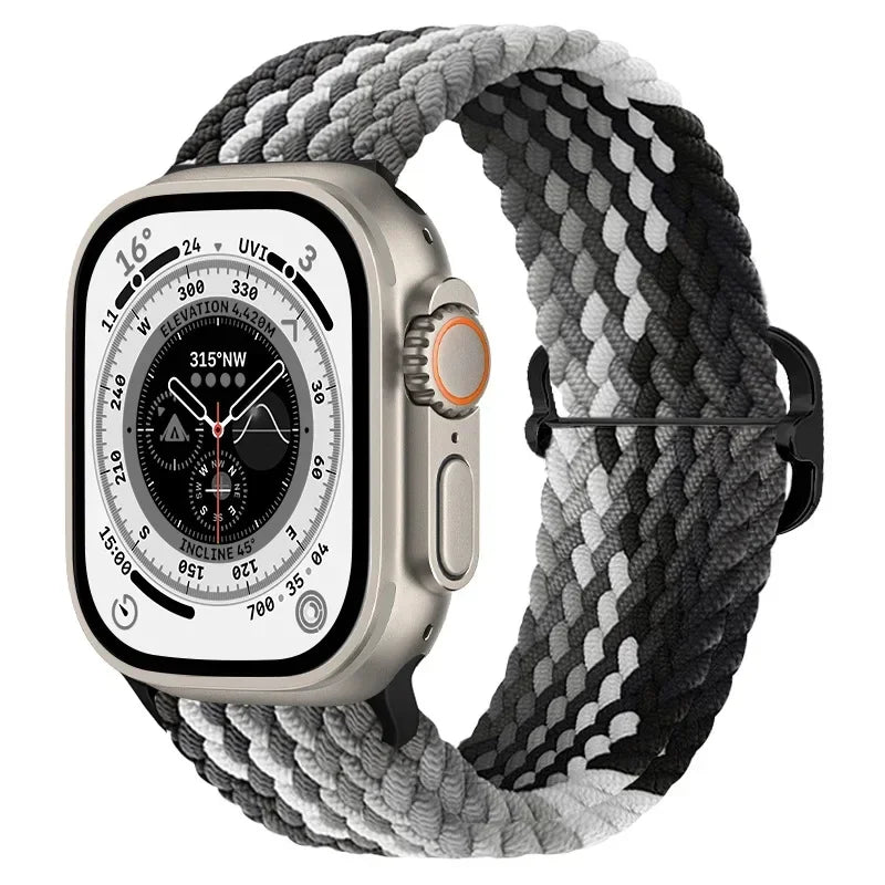 Nylon band for Apple Watch Ultra 2 band 49mm 40mm 44mm 41mm S10 46mm Elastic Braided Loop band Apple Watch Series 9 8 7 6 SE 5 4