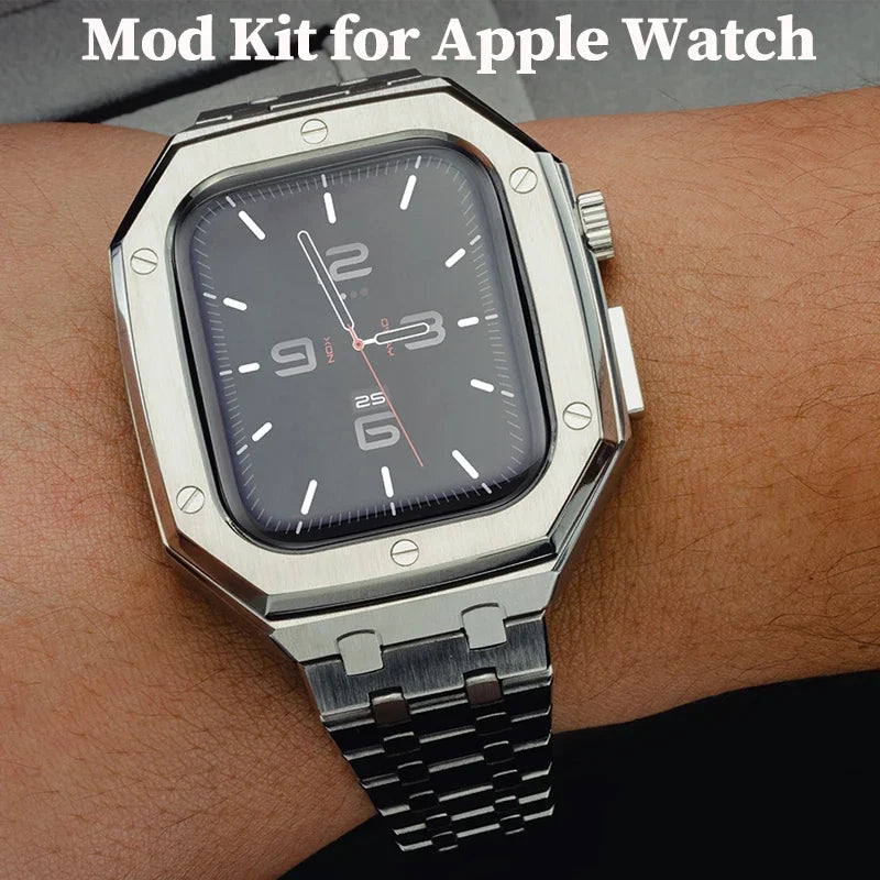 Luxury Stainless Steel Modification Mod Kit for Apple Watch 10 9 8 7 46mm 45mm 41mm metal Bezel Frame for Apple Watch Series 6 5 4 SE