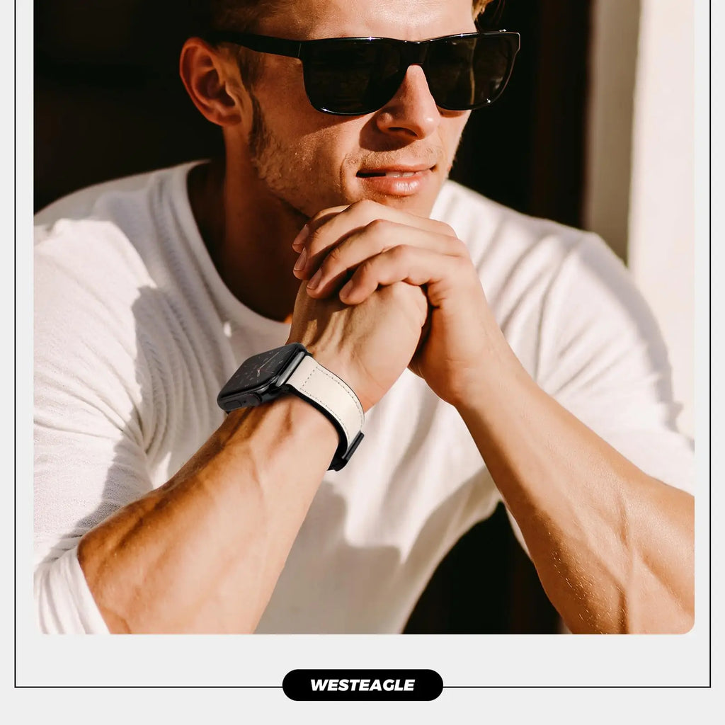 Magnetic band for Apple Watch band 44mm 40mm 45mm 41mm Genuine Leather+silicone band Apple Watch Series 10 9 8 7 SE Ultra 2 49mm