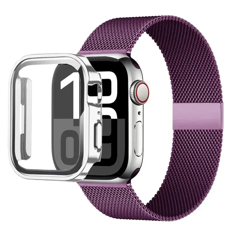 Milanese Loop band For Apple Watch Ultra 49mm band 44mm 40mm 41mm 45mm Gold Silver Leopard band +Case Apple Watch 9 8 7 6 5 4 3 SE