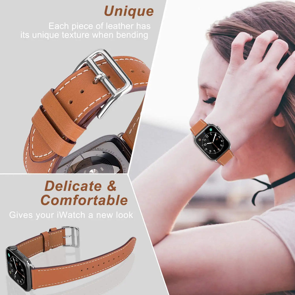 Leather watch band for Apple Watch 11 band 46mm 42mm 44mm 40mm 41mm 45mm 49mm 38mm band Apple Watch Series 10 Ultra3 9 8 7 6 5 SE 3