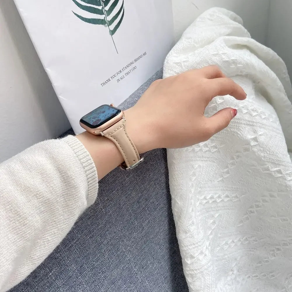 Slim leather band for Apple Watch band Ultra 2 49mm Series 10 7 8 9 41mm 45mm 38mm 42mm Wrist band Apple Watch SE 6 5 4 40mm 44mm m