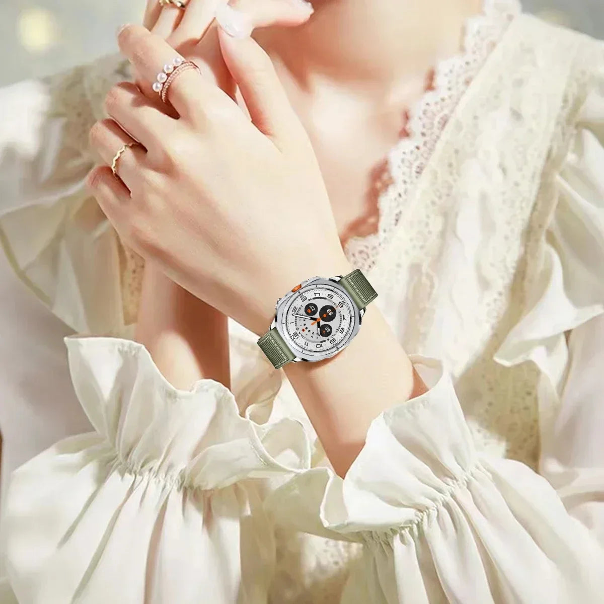 Silicone Nylon Strap for Samsung Galaxy Watch Ultra 8-7 47mm Comfortable Breathable Band Bracelet for Galaxy Watch Ultra 7 47mm