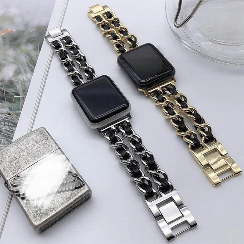 Women metal band for Apple Watch band 10 9 8 Ultra 46mm 42mm 49mm 7 SE 6 5 41mm 45mm 44mm 40mm Lady Gold Steel band Wristband