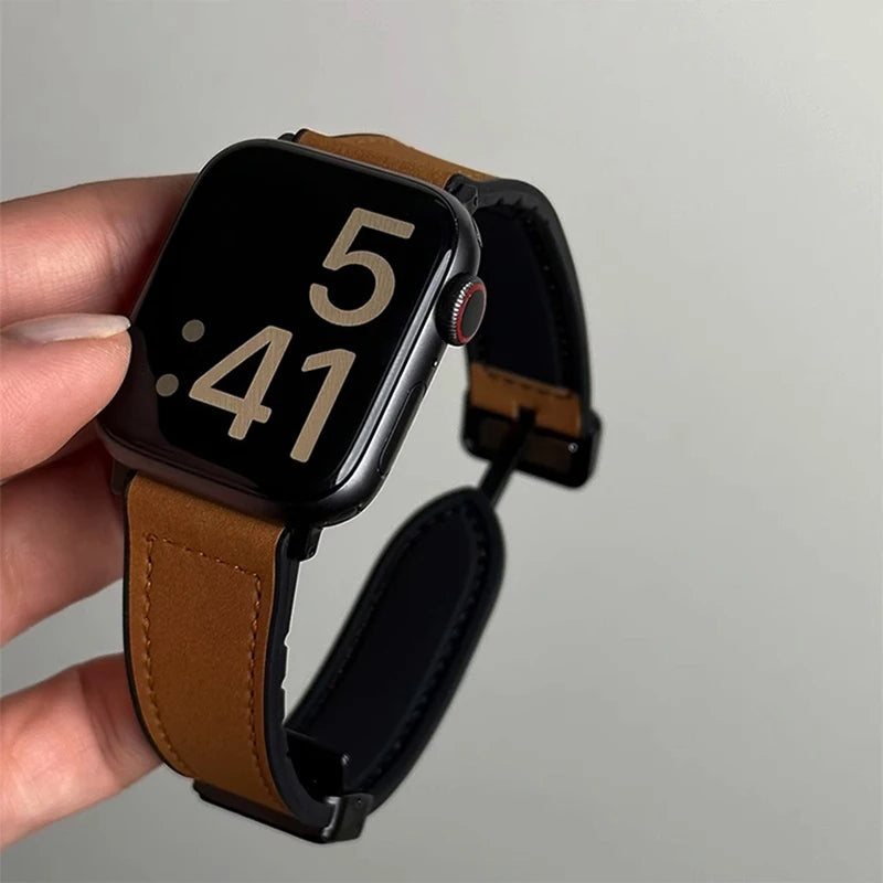 Leather band for Apple Watch 10 Ultra 9 band 46mm 49mm 42mm 44mm 45mm 40mm 41mm band men Silicone Apple Watch Series 9 8 7 SE 6 5