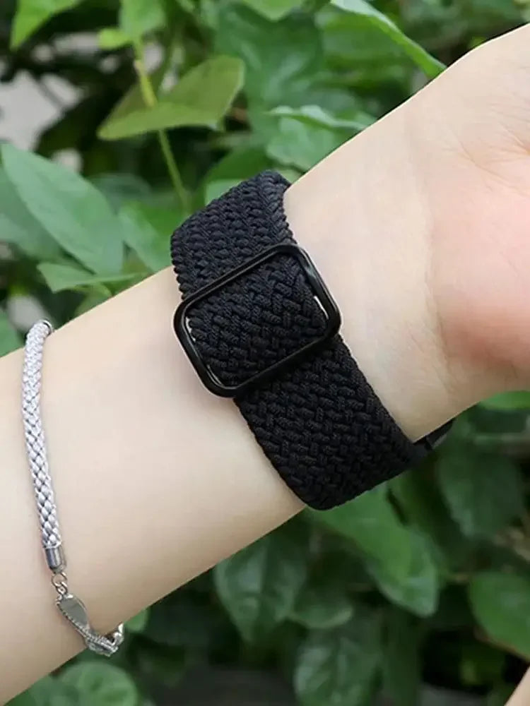 Braided Nylon band For Apple Watch Ultra 49mm 46mm 45mm 44mm 42mm 41mm 40mm Elastic band Apple Watch 11 10 9 8 7 SE 4 5 6 Belt