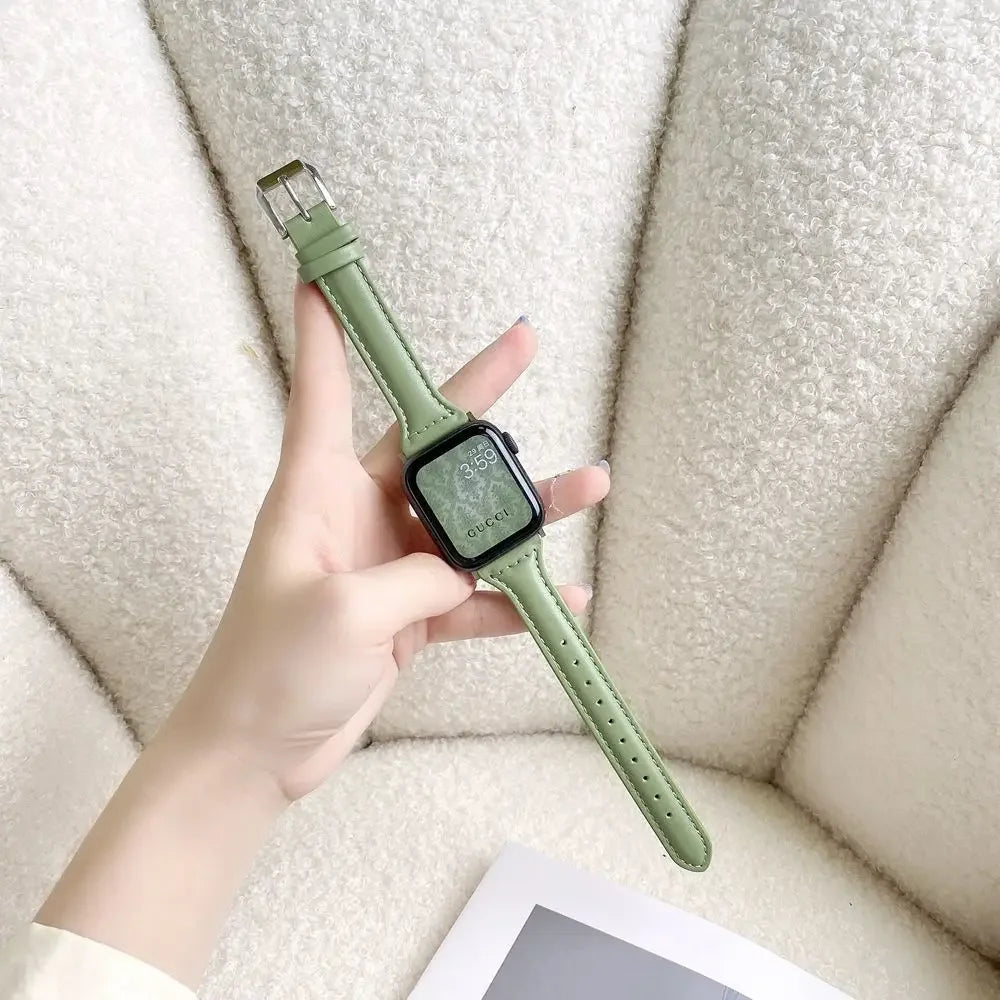 Slim leather band for Apple Watch band Ultra 2 49mm Series 10 7 8 9 41mm 45mm 38mm 42mm Wrist band Apple Watch SE 6 5 4 40mm 44mm m