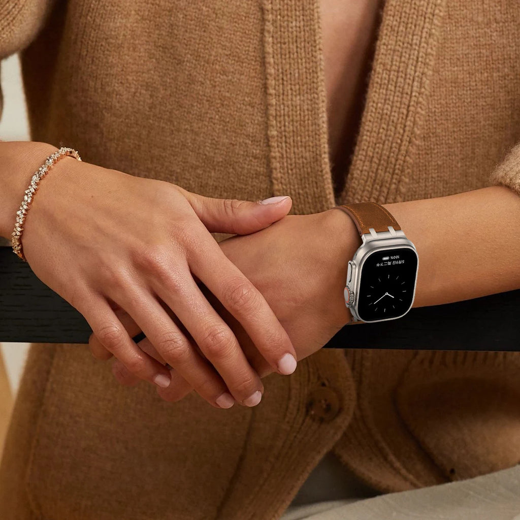 Leather band for Apple Watch Ultra 2 49mm Series 10 46mm Luxury band sport band for Apple Watch 10 9 8 7 6 5 4 SE Ultra 44mm 45mm