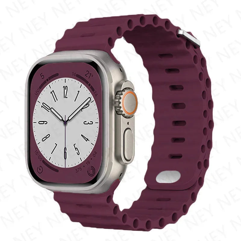 Ocean band For Apple Watch Ultra 2 band 49mm 9 8 7 45mm 41mm Silicone band Wristband Apple Watch 10 6 5 4 3 SE 44mm 40mm 42mm band