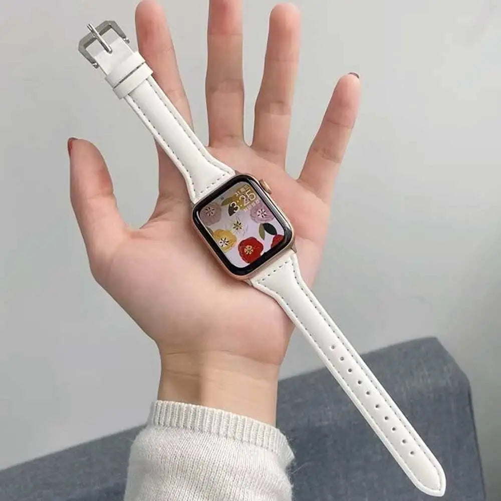 Slim leather band for Apple Watch band Ultra 2 49mm Series 10 7 8 9 41mm 45mm 38mm 42mm Wrist band Apple Watch SE 6 5 4 40mm 44mm m