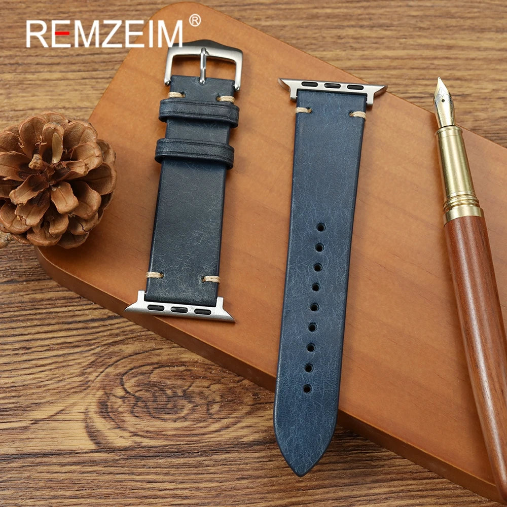 Cowhide band 49mm 46mm 45mm 44mm 42mm 41mm 40mm 38mm for Apple Watch Leather watch band for Apple Watch Series 1 10 Ultra SE 2 Watch Accesso
