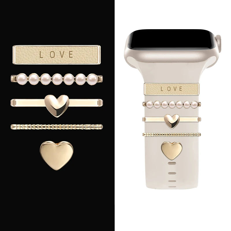 Decoration For Apple Watch Ultra 2 band 10 9 8 7 Diamond Jewelry Charms Accessories samsung Huawei watch band 20 22mm band