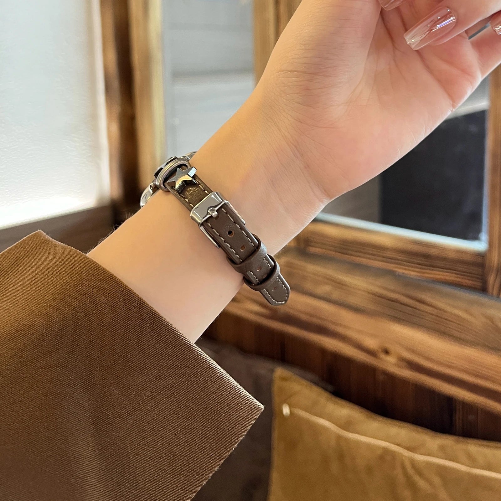 Slim star For Apple Watch band women Ultra 11 10 9 8 7 6 5 4 3 2 1 SE 38mm 40mm 41mm 42mm 44mm 45mm 46mm Leather Loop