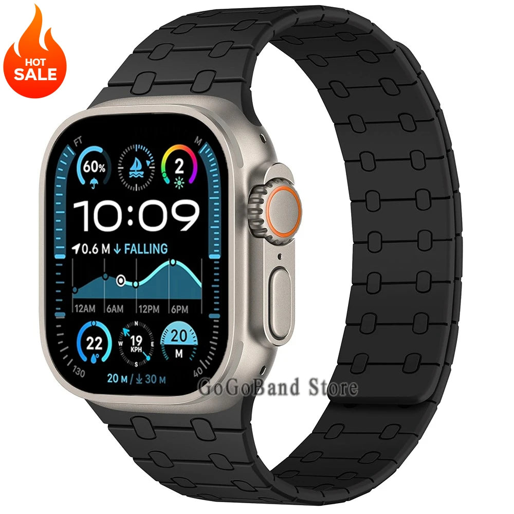Magnetic Silicone band for Apple Watch Ultra 3 2 49mm 46mm 42mm 45mm 44mm sport band Apple Watch Series 11 10 9 8 7 6 SE 5 band