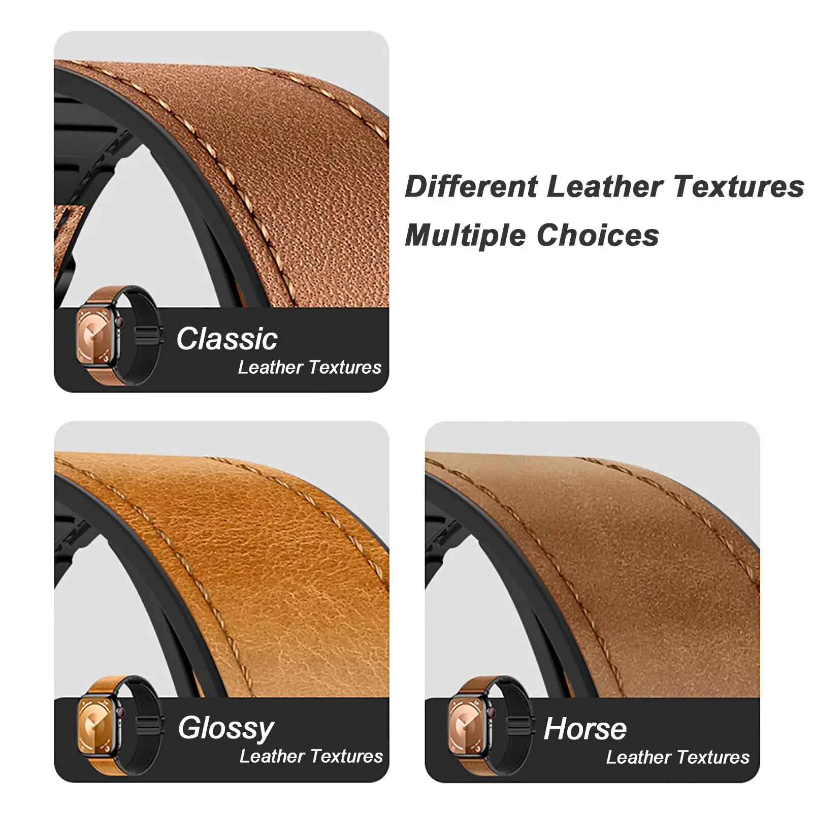 Leather Watch band For Apple Watch band 38mm 40mm 41mm 42mm 44mm 45mm 49mm Magnetic band Apple Watch Series 10 9 8 7 SE6 5 bands