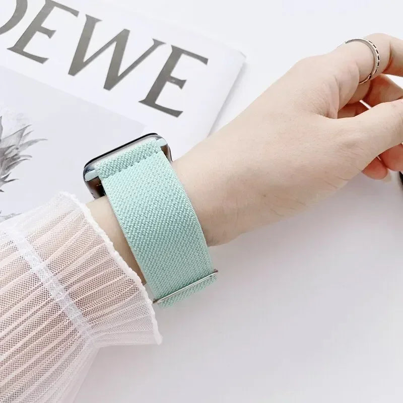 Bohemian Nylon band for Apple Watch Ultra 2 49mm 42mm 45mm 38mm 40mm 41mm 44mm Elastic Shiny band Apple Watch Series 10 9 8 7 6 5 4 3 SE