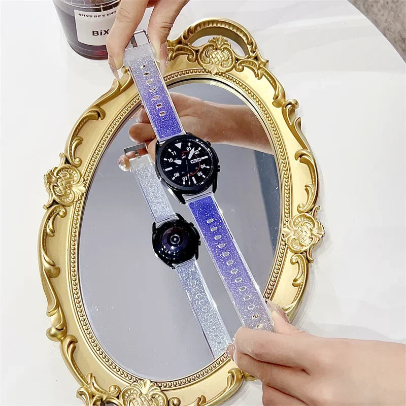 20mm/22mm strap For Samsung Galaxy watch 7-5-pro-6-4-classic 40mm 44mm Bling Transparent bracelet Huawei GT 4/3/2/2e/pro band