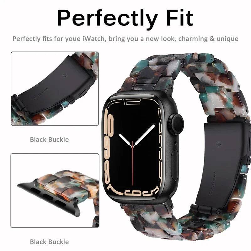Resin band for Apple Watch band 44mm 40mm 45mm 49mm 38mm 42mm 41mm Fashion Wrist band for Apple Watch Series 8 7 6 5 4 3 2 1 Ultra 2