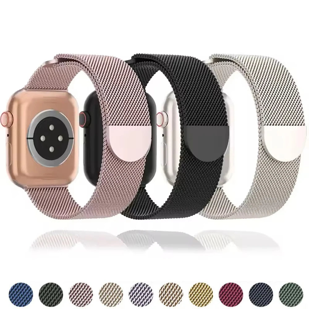 Milaness Magnetic band for Apple Watch Ultra band 49mm 46mm 45mm 44mm 41mm 40mm metal band for Apple Watch 11 10 9 8 7 6 5 4 SE