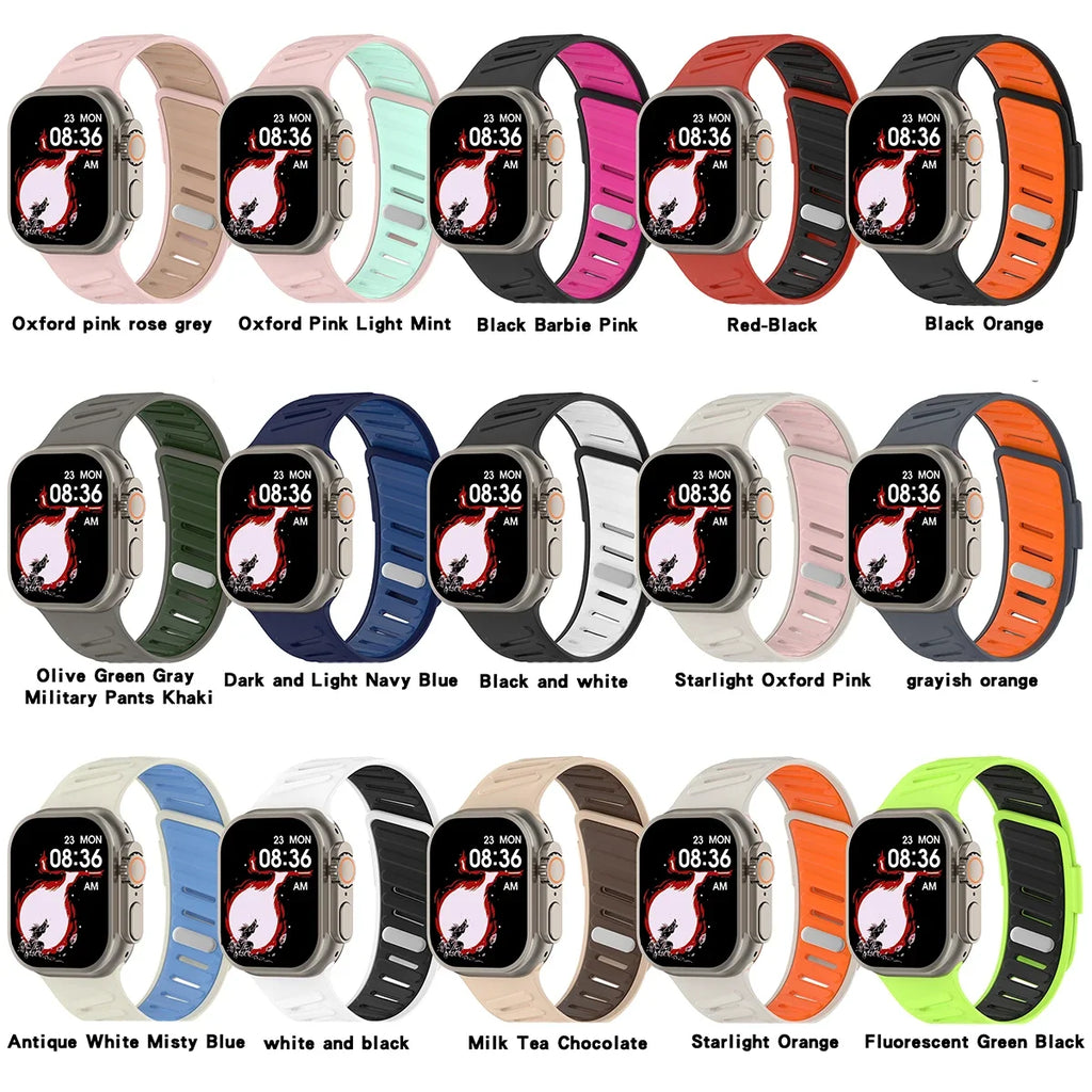 Silicone Sport band For Apple Watch Ultra 2 3 49mm band 42mm 44mm 45mm 46mm Slanted Buckle band for Apple Watch 11 10 9 8 7 6 5 4 SE 3