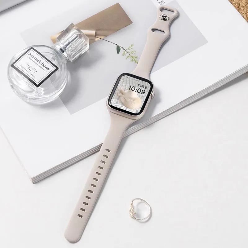 Slim Silicone band for Apple Watch band 44mm 40mm 41mm 45mm 38mm 42mm 49mm 46mm Apple Watch Series 10 9 8 7 SE 6 5 4 Woman band