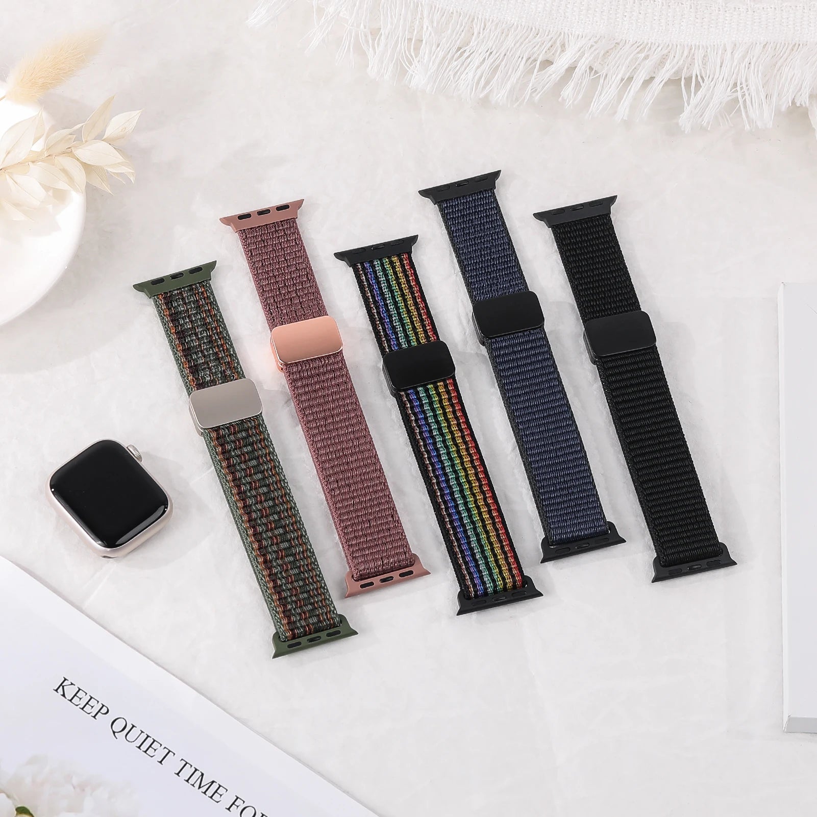 Magnetic band for Apple Watch band 46mm 40mm 45mm 44mm 41mm 38mm 42mm Nylon band Apple Watch Series 10 SE 9 8 7 6 5 Ultra 2 49mm