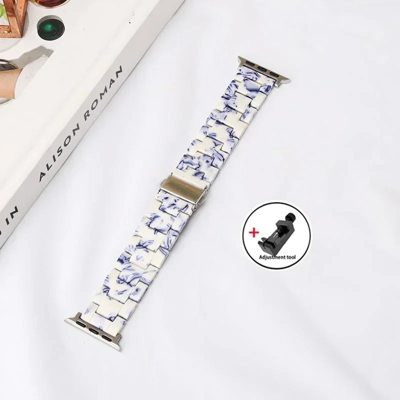 Luxury Resin band for Apple Watch Ultra 2 band 49mm 45mm 41mm 40mm 44mm 38mm 42mm Link band Apple Watch Series 9 7 8 6 SE 5 4 3