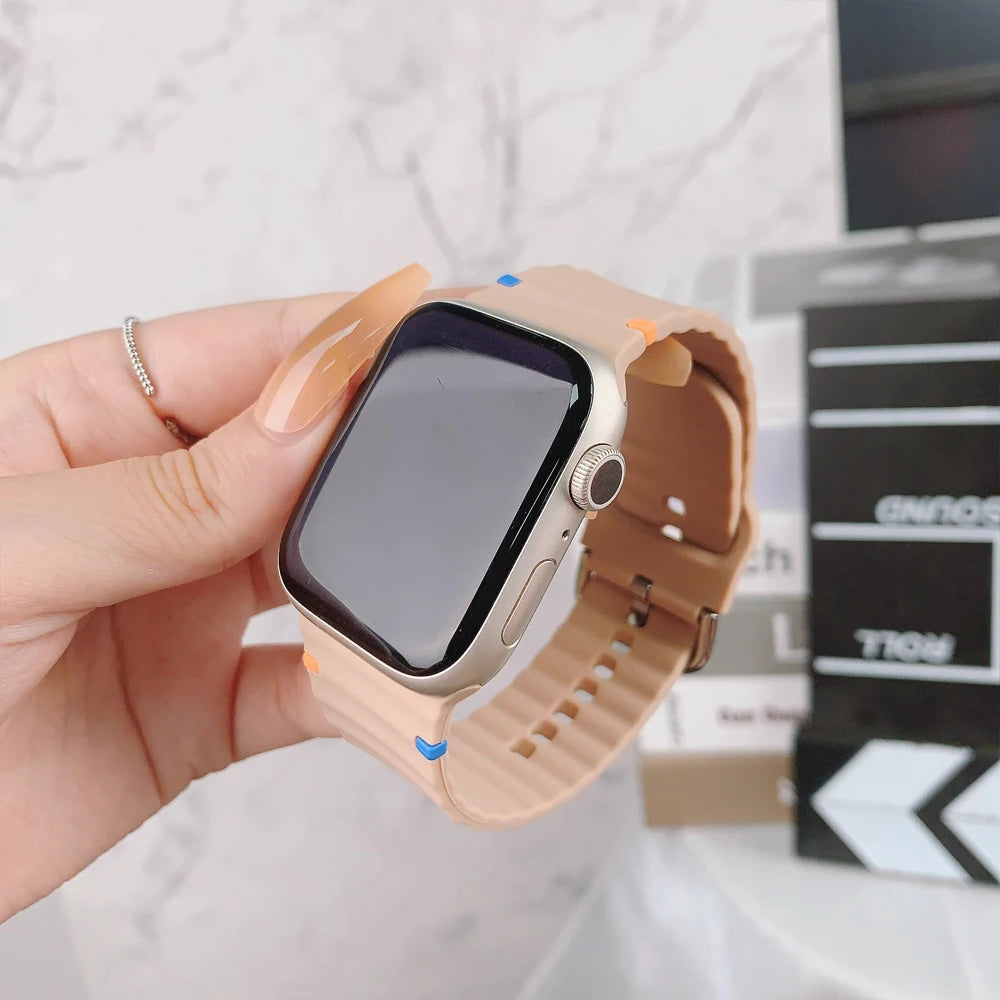 Silicone band for Apple Watch 10 band 46mm 42mm 49mm 45mm 44mm 40mm 41mm correa band belt Apple Watch Series 10 9 8 6 7 5 SE Ultra