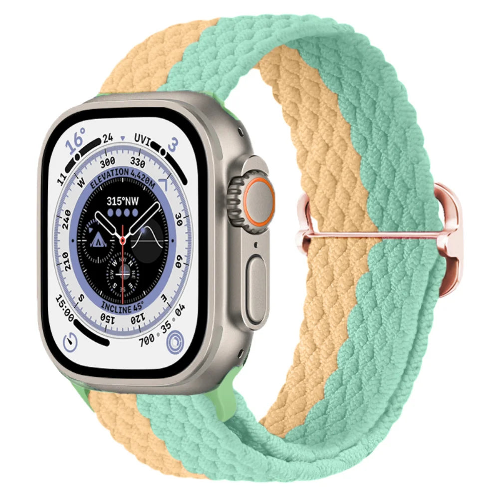 Braided Nylon band For Apple Watch Ultra 49mm 46mm 45mm 44mm 42mm 41mm 40mm Elastic band Apple Watch 11 10 9 8 7 SE 4 5 6 Belt