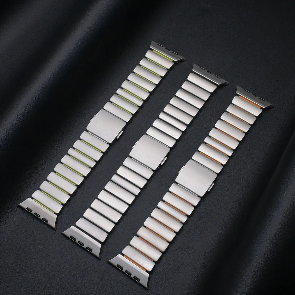 Titanium Fluoroelastomer Rubber band for Apple Watch Ultra 3 2 49mm Series 11 10 46mm band for Apple Watch 9 8 7 6 5 SE 3 44mm 45mm