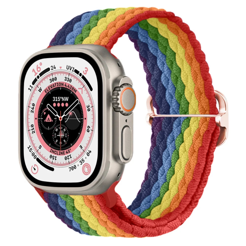 Braided Nylon band For Apple Watch Ultra 49mm 46mm 45mm 44mm 42mm 41mm 40mm Elastic band Apple Watch 11 10 9 8 7 SE 4 5 6 Belt