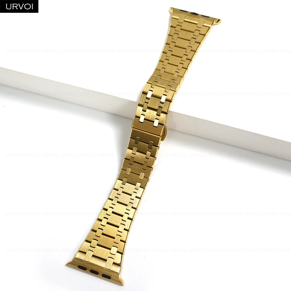 URVOI band for Apple Watch Ultra 3 2 Series 11 10 9 8 7 SE3 316L AP Stainless steel band for Apple Watch wristband butterfly buckle