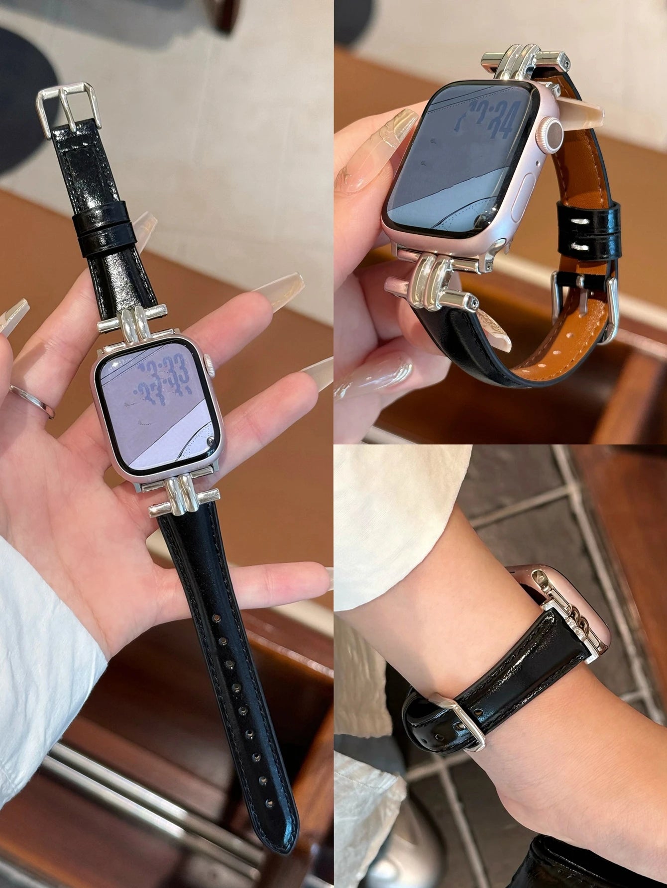 Luxury Leather loop For Apple Watch band women Series Ultra 10 9 8 7 6 5 4 3 2 1 38mm 40mm 41mm 42mm 44mm 45mm 46mm band