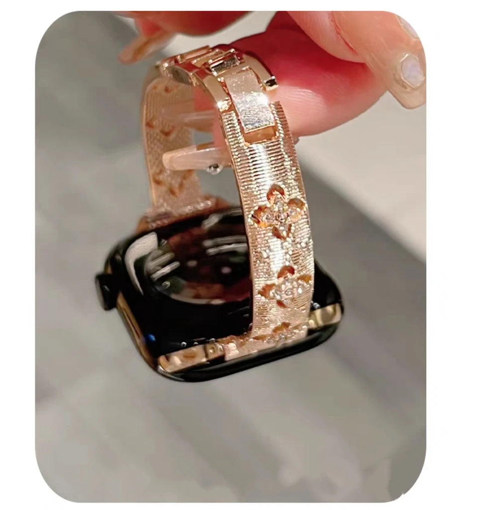 Bling Gold Stainless steel band link For Apple Watch band Series 11 8 7 6 10 9 40mm 41mm 38mm 42mm 44mm 45mm 46mm band