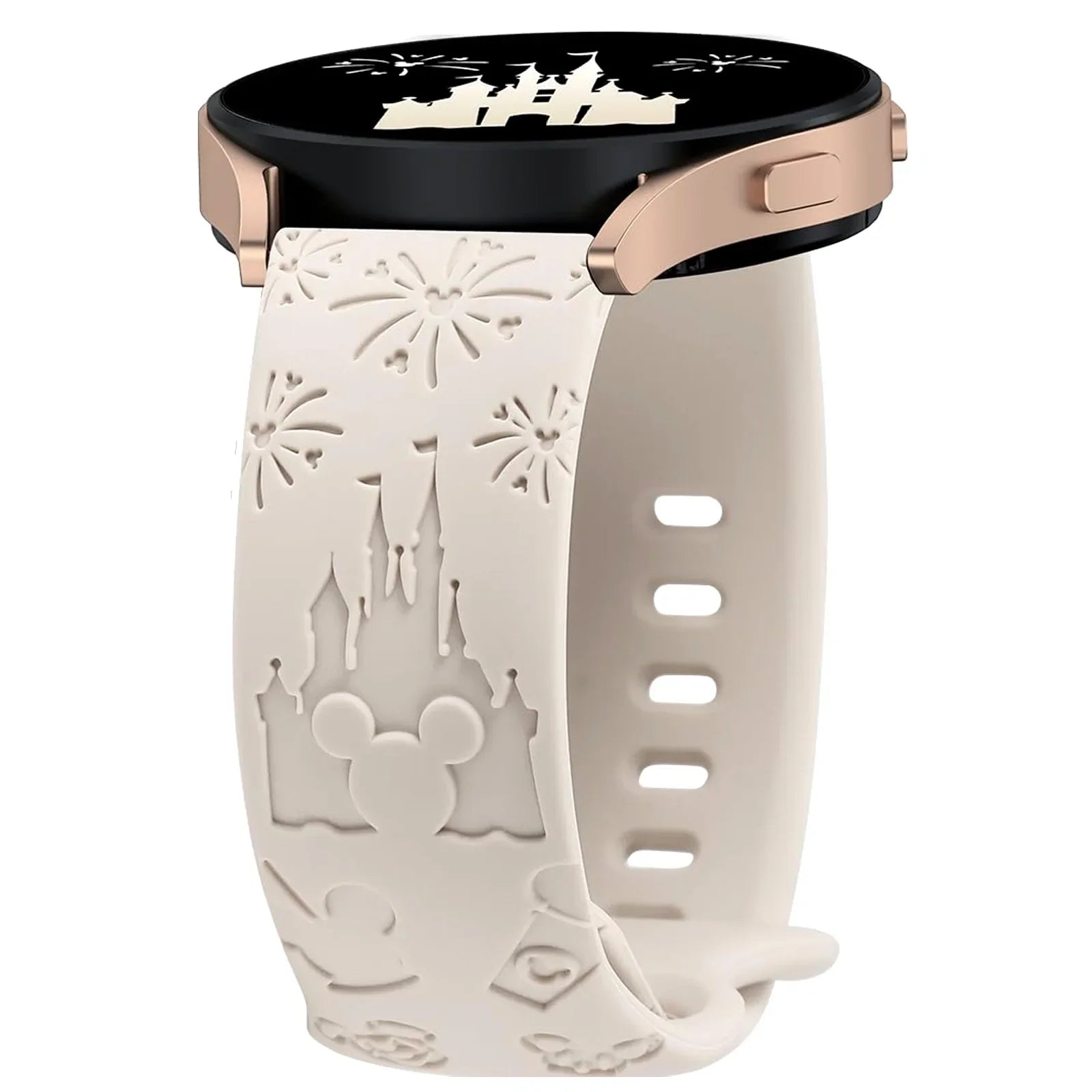 20mm Castle Floral Engraved Band for Samsung Galaxy Watch 7 6 5 4 40/44mm Silicone Cute Strap for Watch 6Classic 47mm 5Pro 45mm