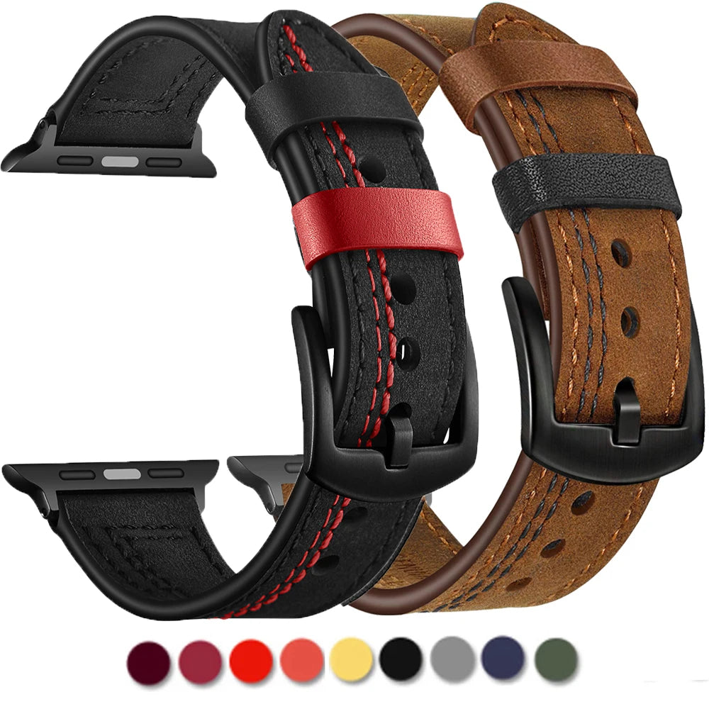 Leather loop band For Apple Watch Ultra 2 band 44mm 45mm 49mm 40mm 42mm 38mm 41mm sport band Apple Watch Series 9 8 7 3 4 5 6 se