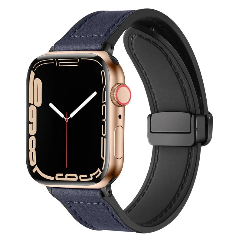 Leather Watch band For Apple Watch band 38mm 40mm 41mm 42mm 44mm 45mm 49mm Magnetic band Apple Watch Series 10 9 8 7 SE6 5 bands