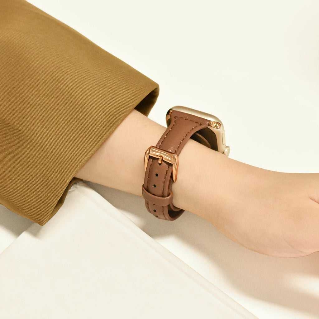 Slim Leather band For Apple Watch Series 10 11 42mm 46mm 9 8 7 41mm 45mm band 42mm Ultra 49mm band Apple Watch SE 6 5 4 3 40mm 44mm