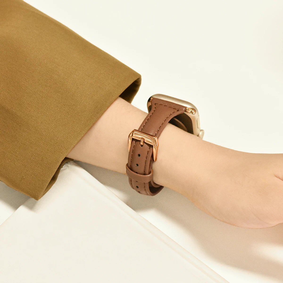 Slim Leather band For Apple Watch Series 10 11 42mm 46mm 9 8 7 41mm 45mm band 42mm Ultra 49mm band Apple Watch SE 6 5 4 3 40mm 44mm