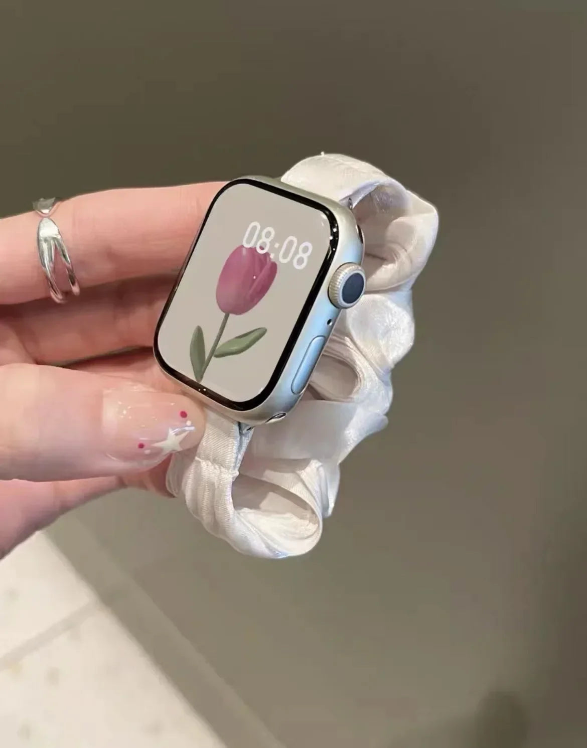 Compatible for Apple Watch band Scrunchie 38mm 40mm 41mm 42mm 44mm 45mm Cute Elastic Solo Loop band Women band