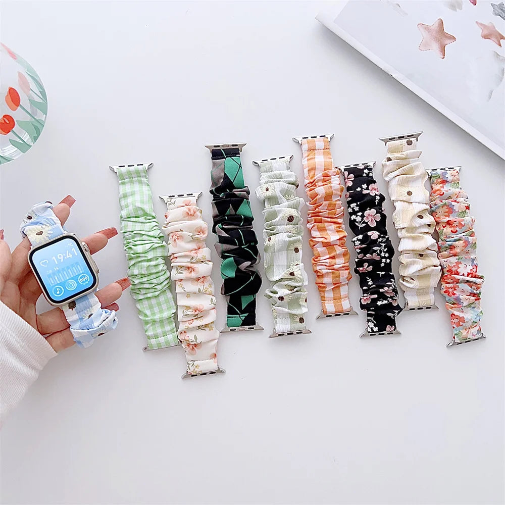 Scrunchie band for Apple Watch Ultra band 49mm 45mm 41mm 44mm 40mm 38mm 42mm Elastic nylon band Apple Watch Series 8 7 6 5 4 3 SE
