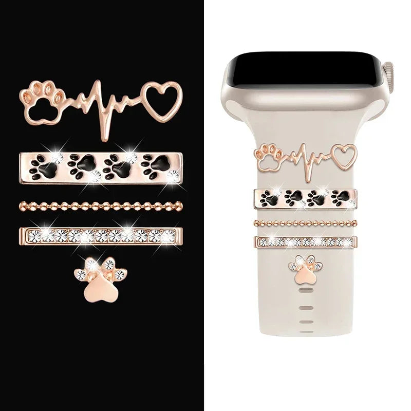 Decoration For Apple Watch Ultra 2 band 10 9 8 7 Diamond Jewelry Charms Accessories samsung Huawei watch band 20 22mm band