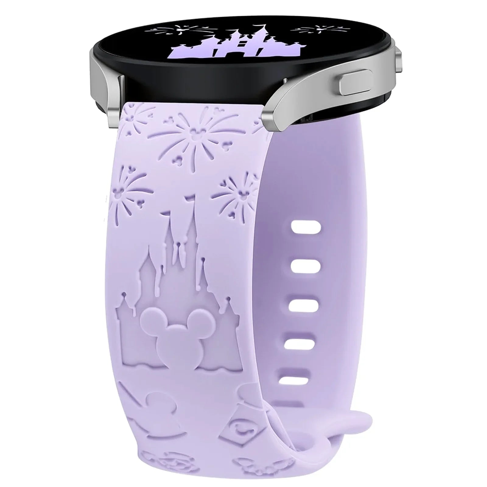 20mm Castle Floral Engraved Band for Samsung Galaxy Watch 7 6 5 4 40/44mm Silicone Cute Strap for Watch 6Classic 47mm 5Pro 45mm