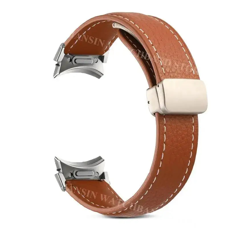 No Gaps Leather Band For Samsuang Galaxy Watch 7 6 5 4 40 44mm 5Pro Magnetic Buckle Strap Galaxy Watch 4 6 Classic 43 4742 46mm